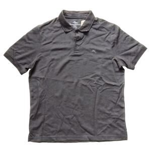 Tommy Bahama Mens Polo Shirt Size M Black Stripe Performance Golf MSRP $110